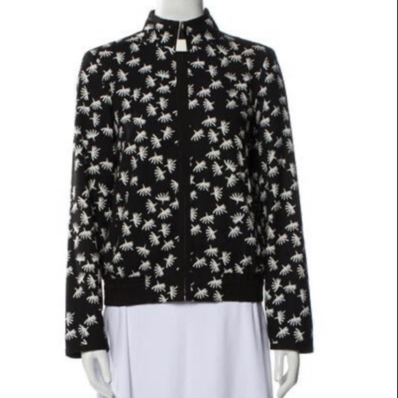 Lafayette 148 New York- Bryant Palmetto-Print Crepe Bomber Jacket. Size Small - Picture 3 of 8